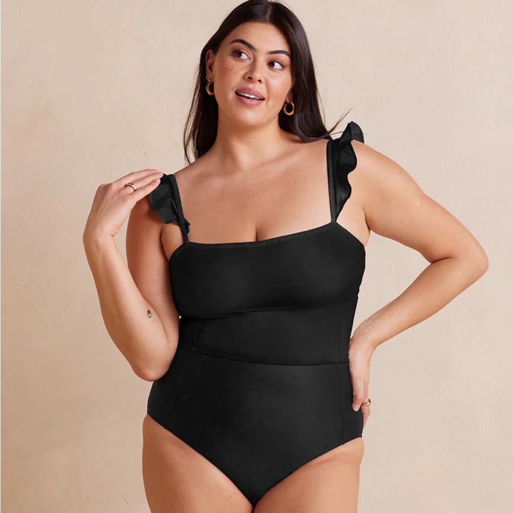 NWT Summersalt The Ruffle Oasis Swimsuit in Sea Urchin/Black - Size 18